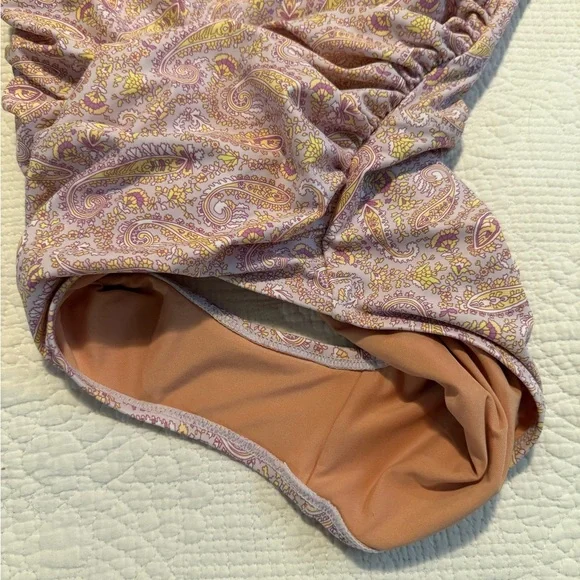 J Crew Eco ruched one-shoulder one-piece in beach paisley - Picture 2 of 4